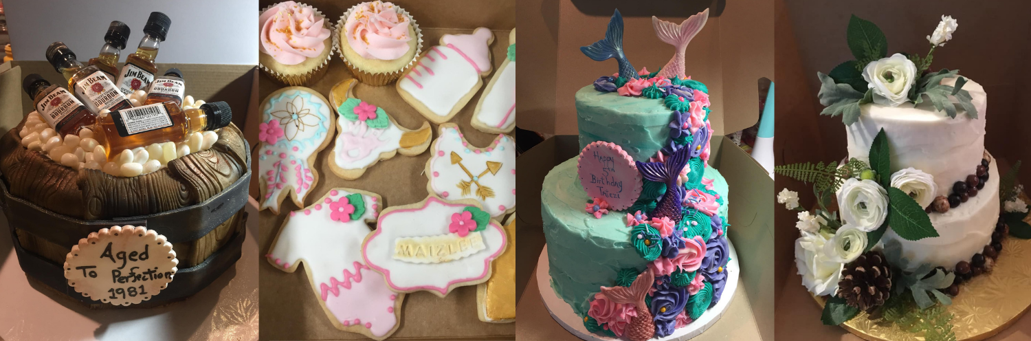 Themed cakes and baby shower cookies